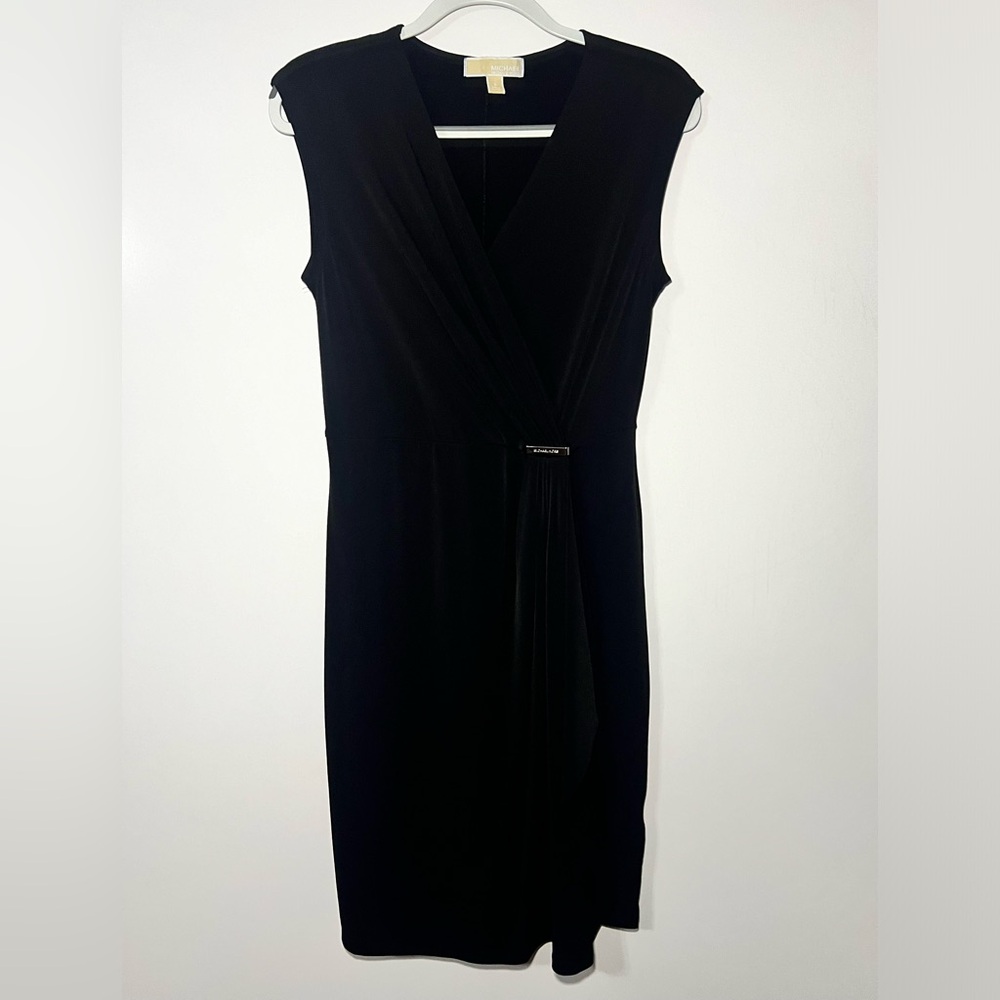 MICHAEL Michael Kors Midi Ruched Sheath Wrap Dress Women's, Black, Size S